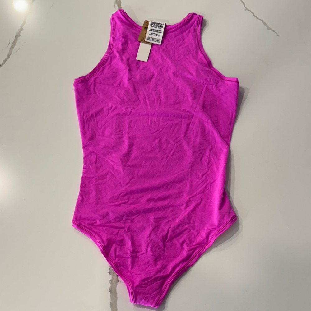 Victoria's Secret Hot Pink Snap Bottom Body Suit with Back Cutout XS NWT